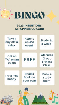 A Bingo Card with 2023 Intentions for students