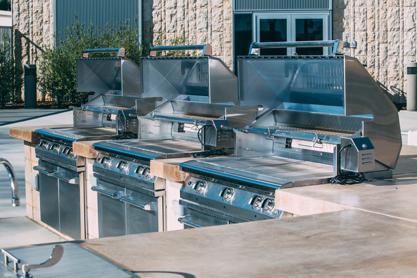 Outdoor grills by the pool