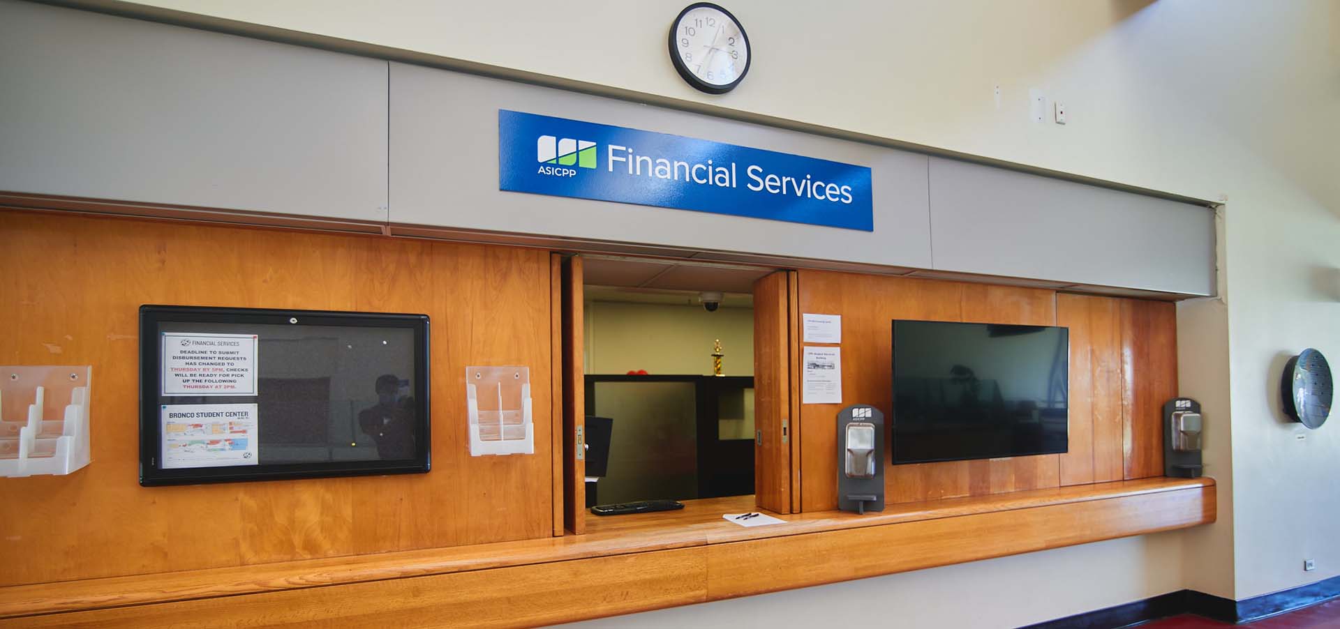 Front of the Financial Services office windows