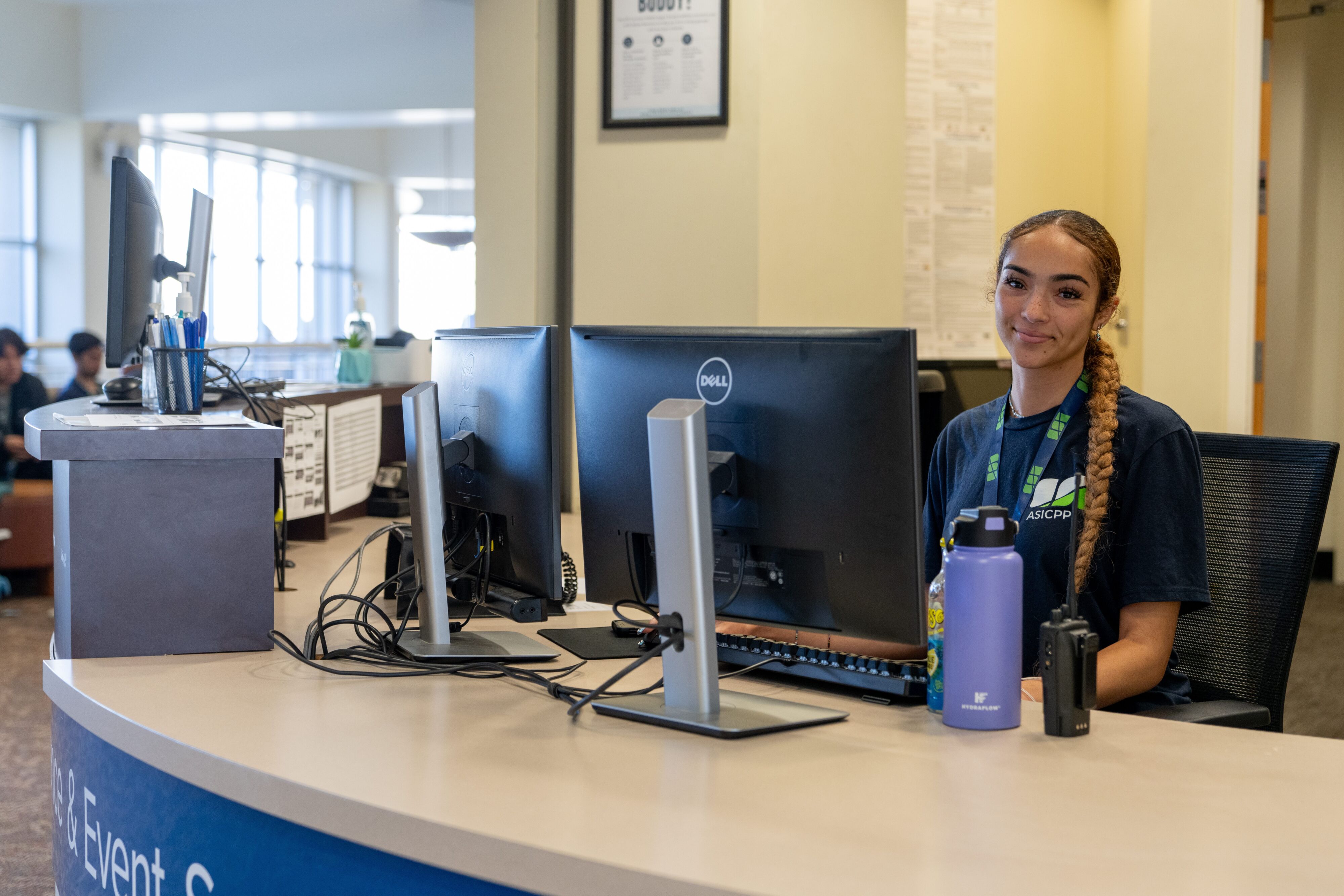 student employee at the C&E computer desk